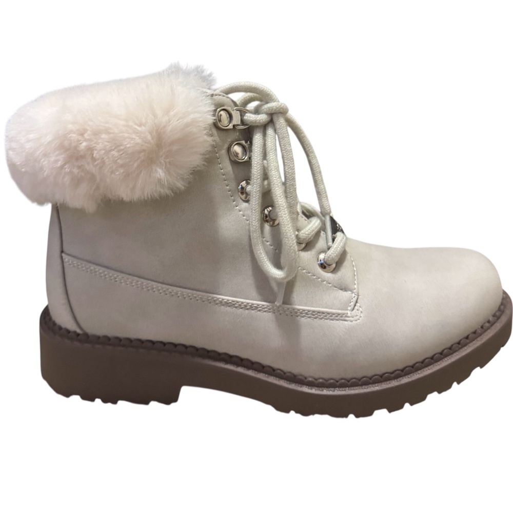 Women's Esprit Cream Fur-Lined Ankle Boots 8